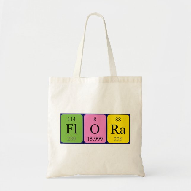 Bolsa Tote Flora Periodicidade do nome da mesa tote saco (Frente)