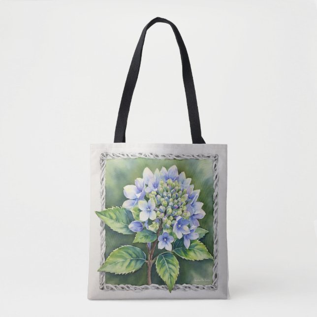 Bolsa Tote Floração Azul Bonita (Frente)