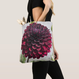 Bolsa Tote Floração de Dália Vermelha Escura Floral