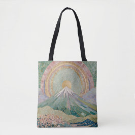Bolsa Tote Floração Etérea: Mosaico Pastel do Vulcão na Prima