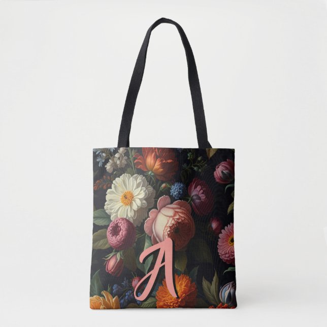 Bolsa Tote Florais elegantes de coloração escura (Frente)