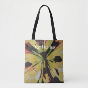 Bolsa Tote Floral abstrato moderno preto e vermelho amarelo