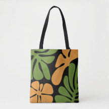 Floral Abstrato Moderno Verde e Laranja