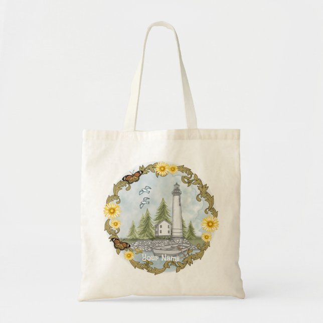 Bolsa Tote Floral Alabama Lighthouse (Frente)