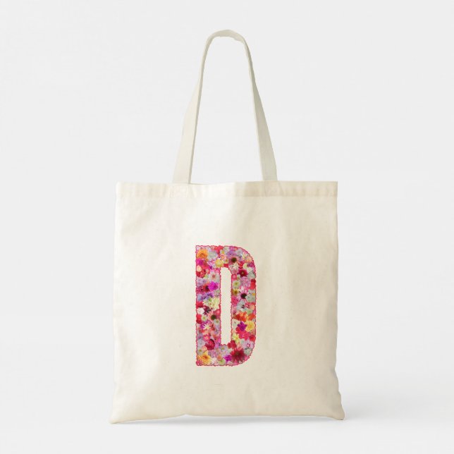 Bolsa Tote Floral Alphabet Letter D (Verso)