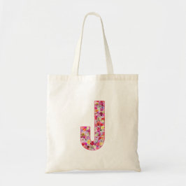 Bolsa Tote Floral Alphabet Letter J