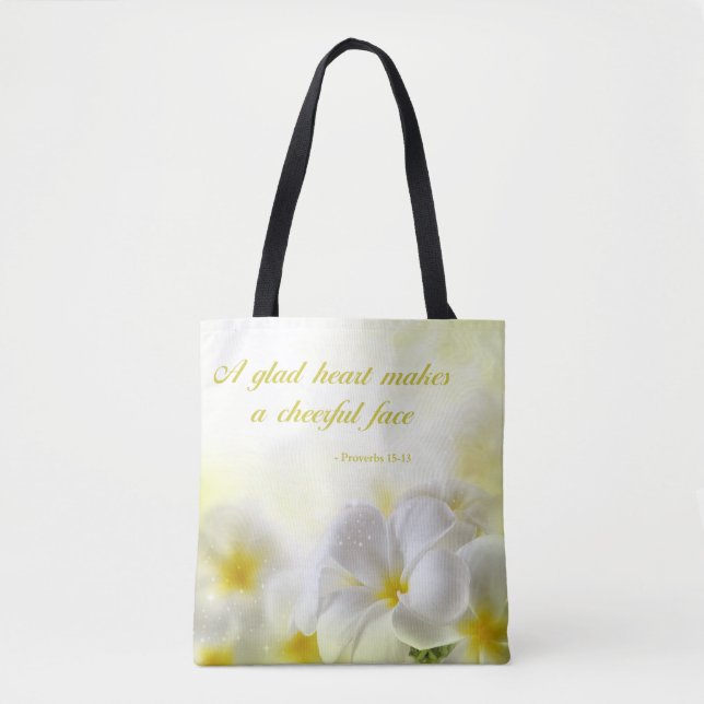 Bolsa Tote Floral amarelo do 15:13 % pipe% dos provérbio do (Frente)