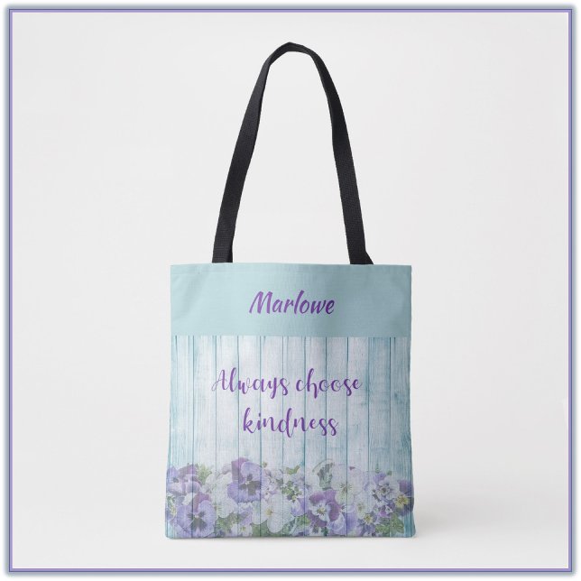 Bolsa Tote Floral Azul de bondade Inspiradora (Criador carregado)