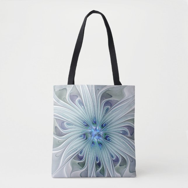 Bolsa Tote Floral Beauty Abstrato Modern Blue Pastel Flower (Frente)