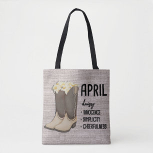 Bolsa Tote Floral Boots Nascimento Mês Flor/ April Daisy
