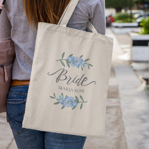 Bolsa Tote Floral Botânico Azul Bride Casado Personalizado