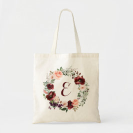 Bolsa Tote Floral Burgundy Blush Greenery Wreath