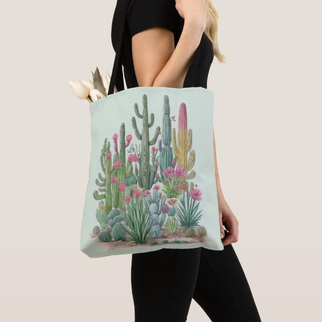 Bolsa Tote Floral Cactus (Close Up)
