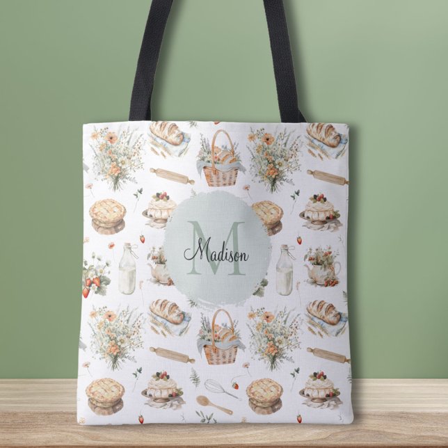 Bolsa Tote Floral Caprichoso de Morango Country Monogramado (In situ)