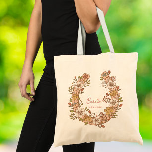 Bolsa Tote Floral Cavalo de Ferradura Boho Equestre Damas de