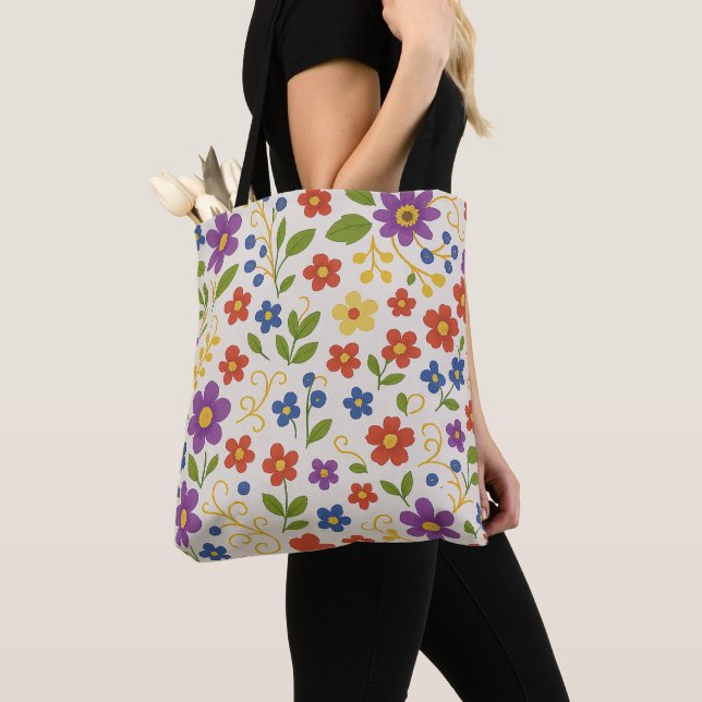 Bolsa Tote Floral Colorida (Close Up)