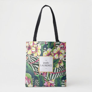 Bolsa Tote Floral corajoso havaiano do Plumeria personalizado