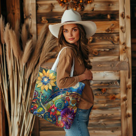 Bolsa Tote Floral Cosmic Bloom