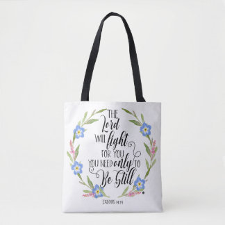 Bolsa Tote Floral Cristão - “O Senhor Lutará Bolsa”