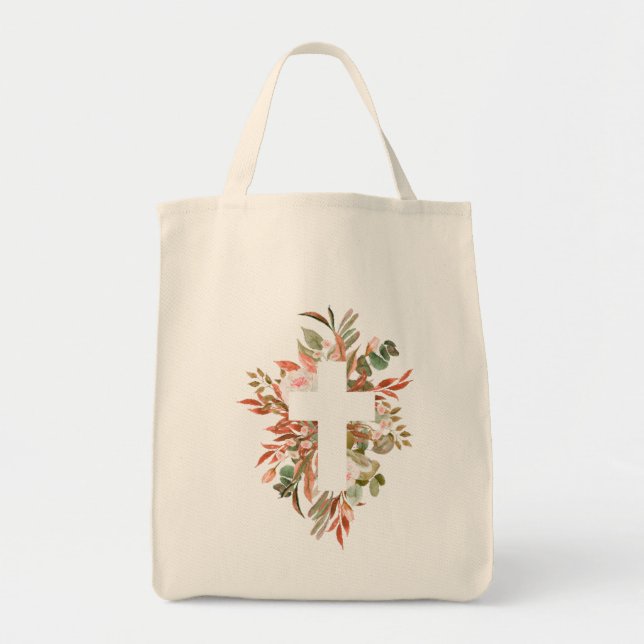 Bolsa Tote Floral Cross Silhouette (Frente)