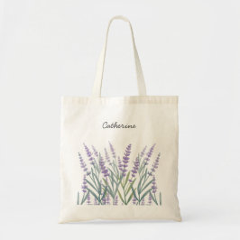 Bolsa Tote Floral de Aquarela de Lavanda Roxa