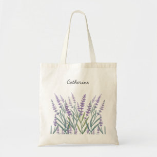 Bolsa Tote Floral de Aquarela de Lavanda Roxa
