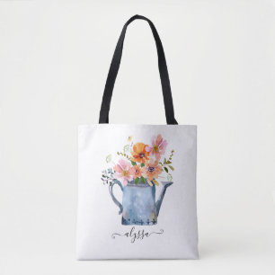 Bolsa Tote Floral De Aquarela Pintada À Mão
