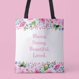 Bolsa Tote Floral de Aquarela Rosa Dia de as mães