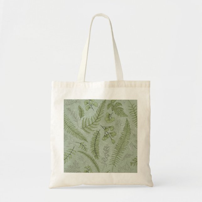 Bolsa Tote Floral de Aquarela Verde Elegante (Frente)