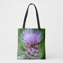 Bolsa Tote Floral de Cabeça de Astro com Artichoke Roxo