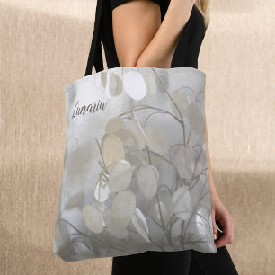 Bolsa Tote Floral de Dólar de Prata da Lunaria Personalizado