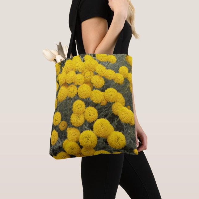 Bolsa Tote Floral de Flor Amarelo Santolina (Close Up)