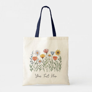 Bolsa Tote Floral de flor selvagem personalizado moderno