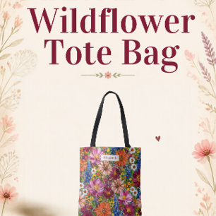 Bolsa Tote Floral de Flores Silvestres Coloridas P