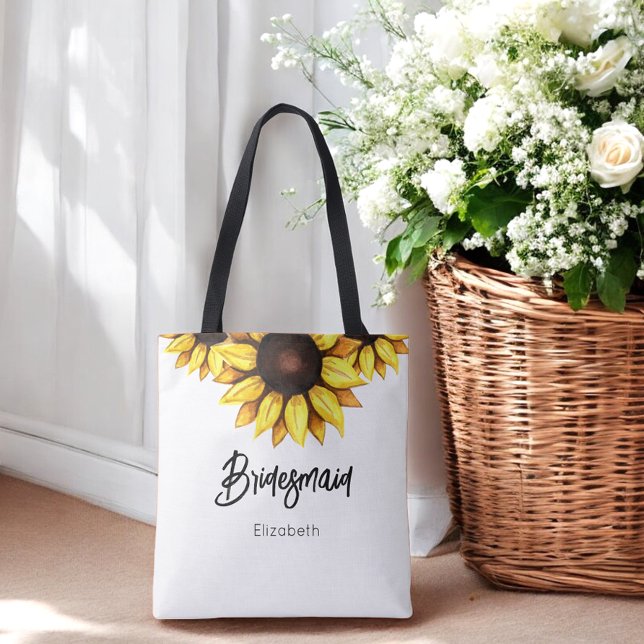 Bolsa Tote Floral de Noiva com Girassóis     (Criador carregado)