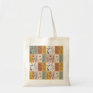 Bolsa Tote Floral de Patchwork Botânico Vintage
