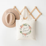 Bolsa Tote Floral de Verão | Partido Bridal da Junior Bridesm<br><div class="desc">O bolsa de festa de noiva apresenta uma camada floral de rosas e peônias cor-de-rosa pincel,  pêssego e verde-sábio,  com o dentro de "dama-de-honra júnior" inscrito no roteiro escrito à mão. Projetado para combinar com a nossa coleção Floral MidSummer.</div>