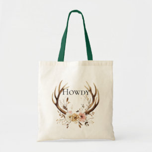 Bolsa Tote Floral Deer Antlers Cowgirl