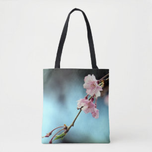 Bolsa Tote Floral delicado rosa e azul - sacola