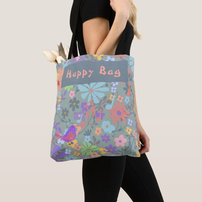 Bolsa Tote Floral desbotado "Happy Bag" (Close Up)