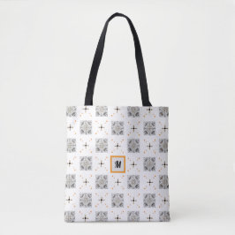 Bolsa Tote Floral Desenhado à Mão com Monograma