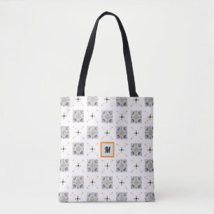Bolsa Tote Floral Desenhado à Mão com Monograma