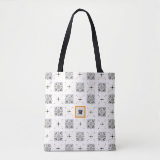 Bolsa Tote Floral Desenhado à Mão com Monograma