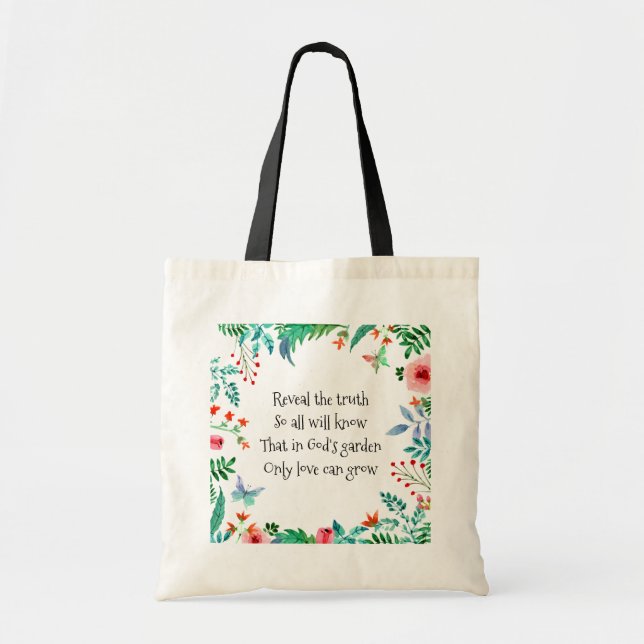 Bolsa Tote Floral do Jardim do Poema Inspiracional (Frente)