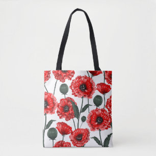 Bolsa Tote Floral do País Vermelho Moderno