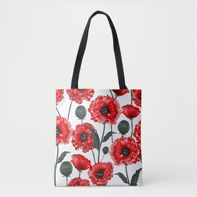 Bolsa Tote Floral do País Vermelho Moderno (Frente)