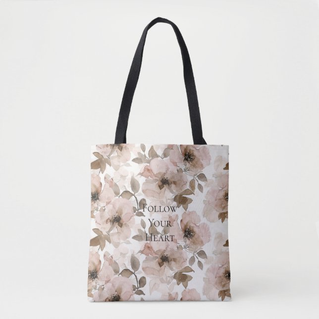 Bolsa Tote Floral do sudoeste rosa marrom (Frente)