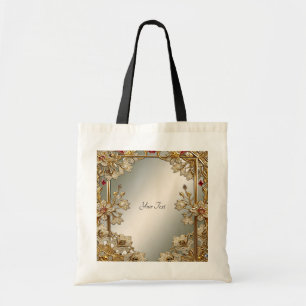 Bolsa Tote Floral Dourada Ornamentada