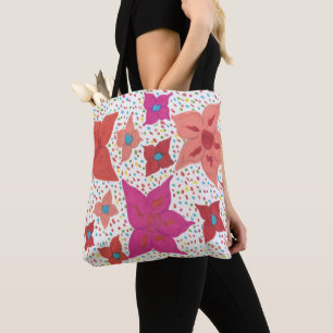 Bolsa Tote Floral e Impressão de Bolinhas
