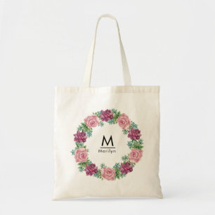Bolsa Tote Floral Elegante Chic Bridesmaid Monograma